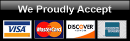 We accept Visa, Matercard, Discover, and American Express